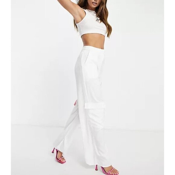 Young Fabulous & Broke Pants - YFB Young Fabulous & Broke Revolve Silky Satin Pant Cargo Style Pockets Small E